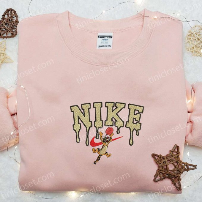 Tigger x Nike Cartoon Hoodie: Disney Characters & Nike Inspired Embroidered Shirt