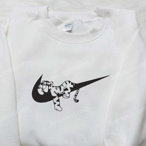 Tigger x Nike Swoosh Anime Hoodie Winnie the Pooh Disney Shirt Nike Inspired Embroidered Tee