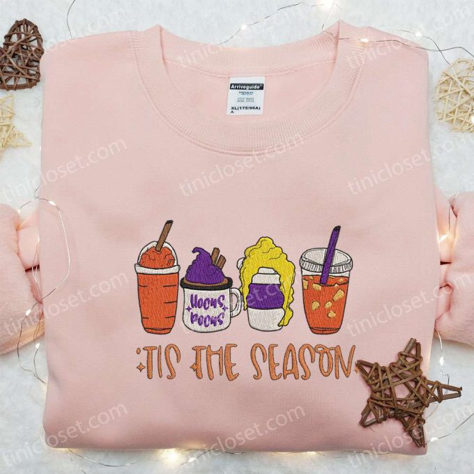 Tis The Season Fall Hocus Pocus Latte Embroidered Shirt – Retro Fall Gift for Family