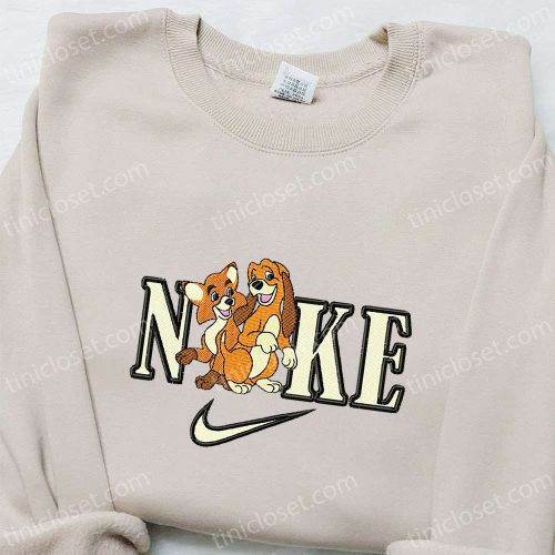 Nike Embroidered Shirt: Tod & Copper Cartoon Fox & Hound Inspired Design