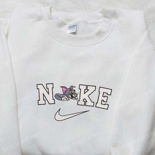 Tom Cat x Nike Cartoon Sweatshirt – Tom and Jerry Embroidered Hoodie Perfect Family Gift