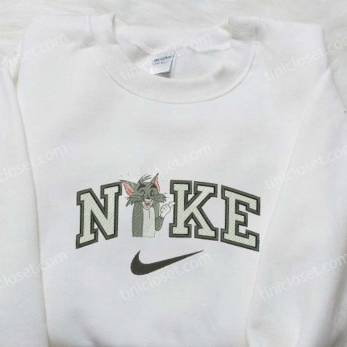 Tom Heart x Nike Swoosh Hoodie Tom and Jerry Shirt: Embroidered Nike Inspired Tops