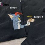 Tom & Jerry Cartoon Embroidered Shirt: Fun Matching Couple Shirt for a Playful Style!