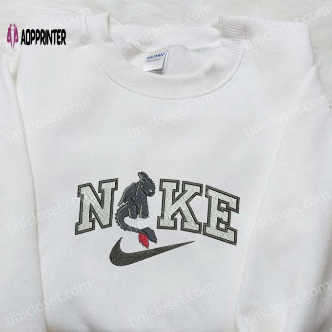 Toothless x Nike Cartoon Embroidered Shirt – How to Train Your Dragon Custom Tee