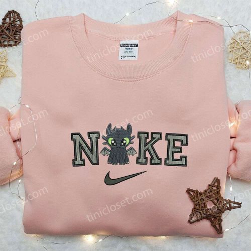 Toothless x Nike Embroidered Shirt – How to Train Your Dragon Custom Tee