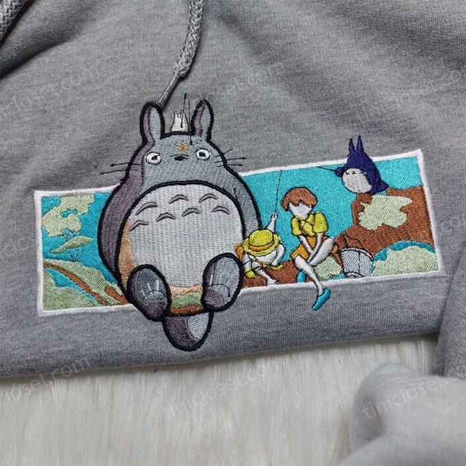 Totoro Embroidered Shirt Neighbor Hoodie & Cute Sweatshirts: Adorable Anime Apparel