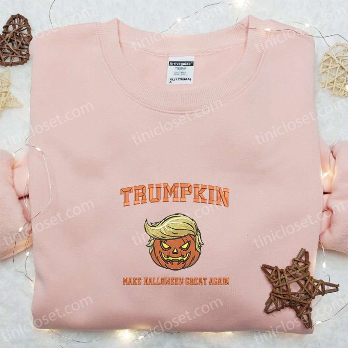 Make Halloween Great Again with Trumpkin Embroidered Shirt – Funny & Cool Halloween Attire