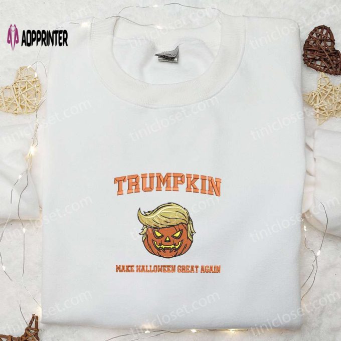 Make Halloween Great Again with Trumpkin Embroidered Shirt – Funny & Cool Halloween Attire