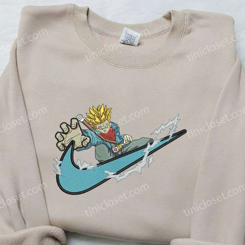 Trunk Super Saiyan 2 x Nike Swoosh Embroidered Sweatshirt: Dragon Ball & Nike Inspired Shirt