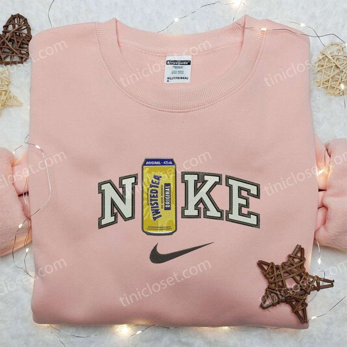 Twisted Tea x Nike Embroidered Hoodie & Favorite Food Shirt Nike Inspired Embroidered Shirt