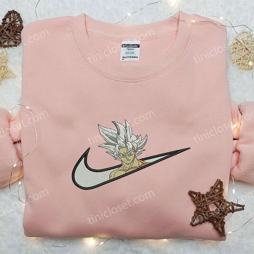 Ultra Instinct Goku x Nike Swoosh Sweatshirt: Dragon Ball & Nike Inspired Embroidered Shirt