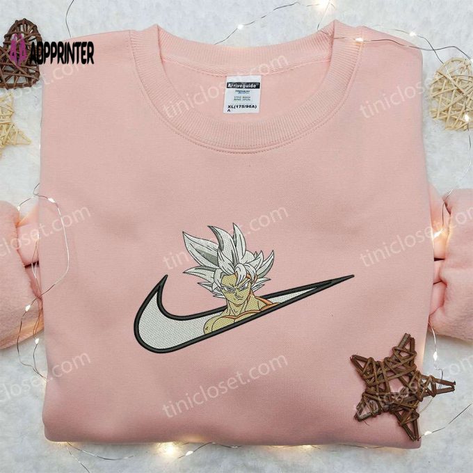 Ultra Instinct Goku x Nike Swoosh Sweatshirt: Dragon Ball & Nike Inspired Embroidered Shirt