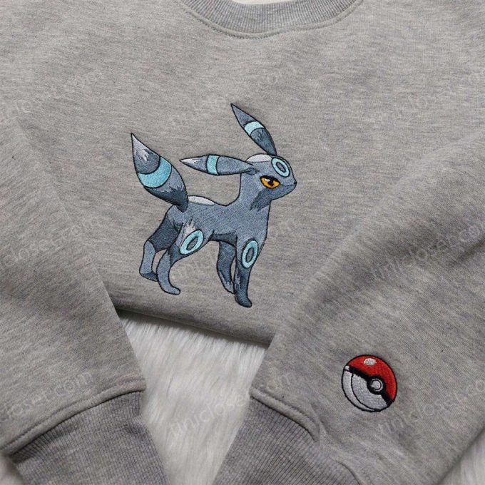 Umbreon Pokemon Sweatshirt: Embroidered Hoodie & Anime Shirt for Fans