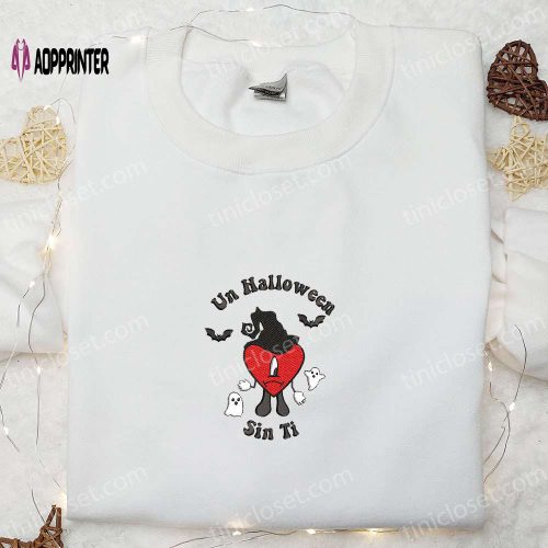 Witch Bad Bunny Embroidered Sweatshirt – Spooky Halloween Hoodie Perfect Family Gifts