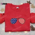 USA Flag x Sunglasses Embroidered Shirt: National Day Gifts for Patriotic Fashion