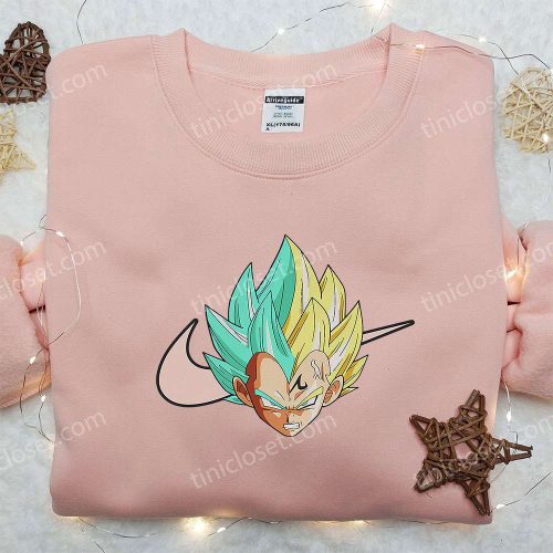 Vegeta Head x Nike Swoosh Anime Hoodie & Dragon Ball Embroidered Shirt Nike Inspired Apparel