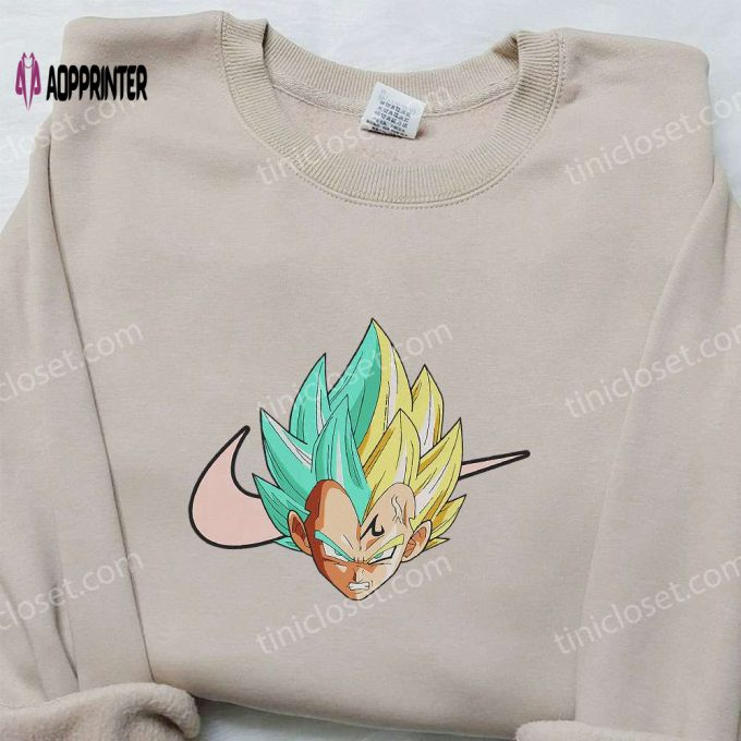 Vegeta Head x Nike Swoosh Anime Hoodie & Dragon Ball Embroidered Shirt Nike Inspired Apparel