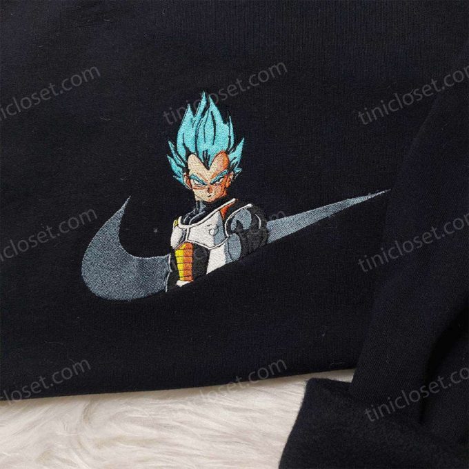 Dragon Ball Z Embroidered Shirt Hoodie & Sweatshirt – Perfect Anime Fan Apparel with Vegeta Nike Design