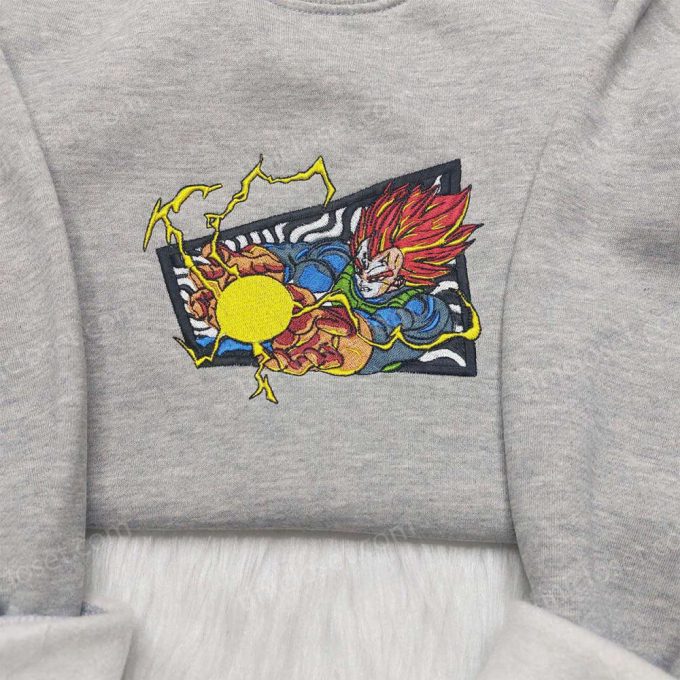 Vegeta Super Saiyan Blue Embroidered Shirt & Dragon Ball Sweatshirt – Anime Inspired Attire