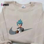 Vegeta Super Saiyan Blue x Nike Swoosh Anime Hoodie – Dragon Ball Embroidered Shirt Nike Inspired