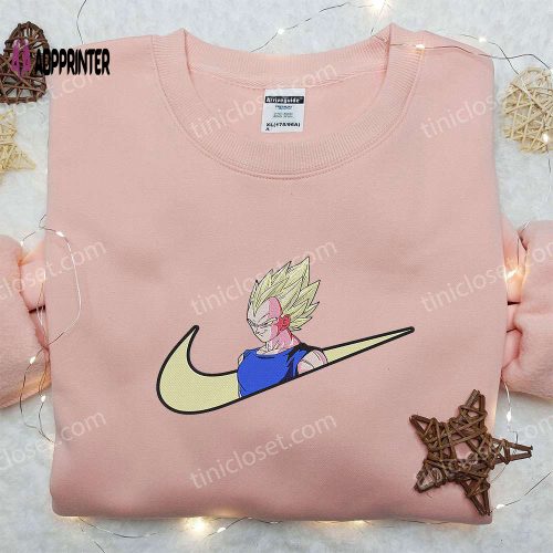 Vegeta Super Saiyan Purple x Nike Swoosh Anime Embroidered Hoodie and Shirts: Dragon Ball & Nike Inspired Apparel