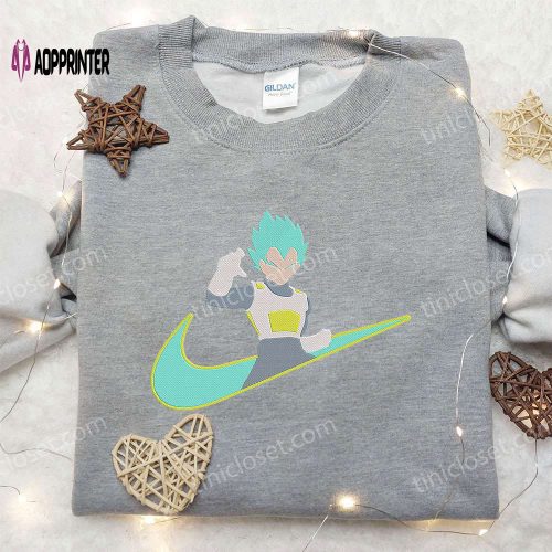 Vegeta x Nike Swoosh Anime Hoodie Dragon Ball Embroidered Shirt Nike Inspired Tee