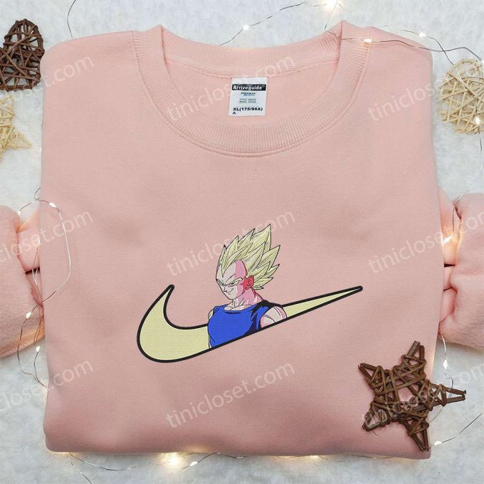 Vegeta Super Saiyan x Nike Swoosh Anime Hoodie Dragon Ball Embroidered Shirt Nike Inspired Shirt