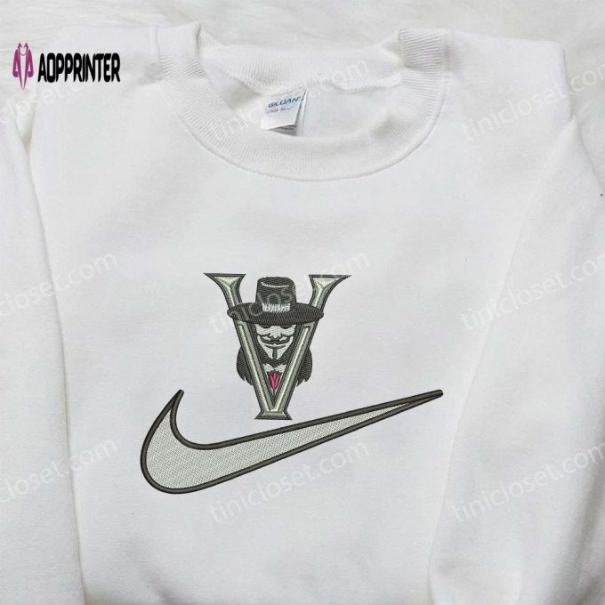 Vendetta x Nike Hoodie & Embroidered Shirts: Movie-Inspired Nike Swoosh Collection