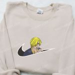 Vinsmoke Sanji x Swoosh Anime Sweatshirt: One Piece Embroidered Hoodie – Best Birthday Gift Ideas