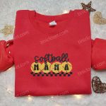 Vintage Softball Mama Embroidered Shirt & Hoodie: Perfect Mother’s Day Gift for Mom