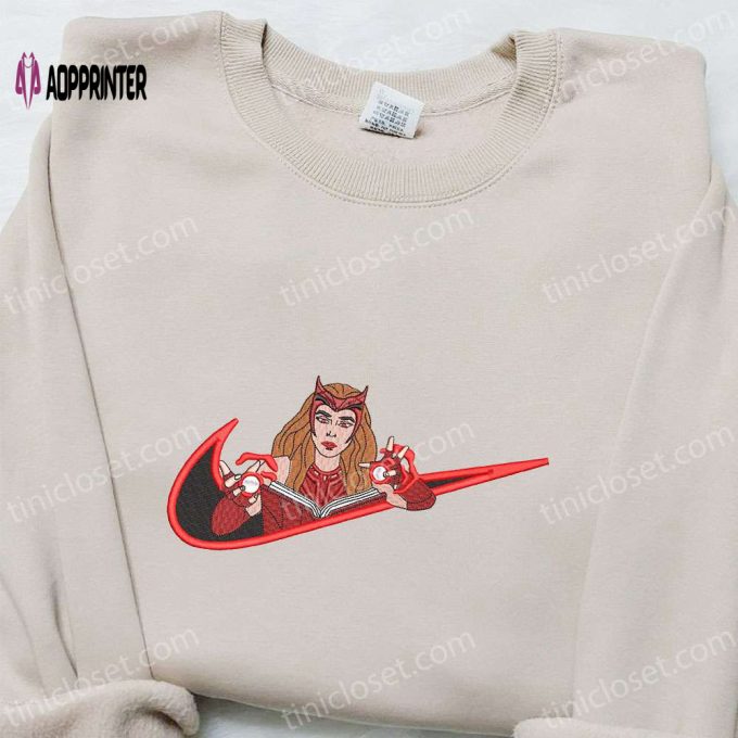 Wanda Maximoff x Swoosh Embroidered Sweatshirt: Marvel Universe Hoodie – Best Birthday Gift Ideas