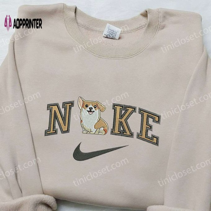 Stylish Welsh Corgi x Nike Embroidered Hoodie & Animal Shirt Nike Inspired Design