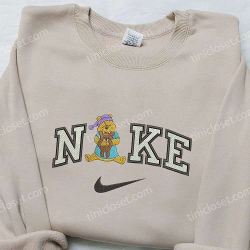 Winnie The Pooh x Nike Embroidered Sweatshirt: Cute Teddy Bear Design for Nike Inspired Shirt