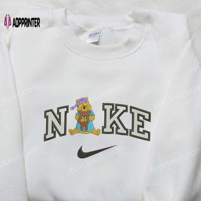 Winnie The Pooh x Nike Embroidered Sweatshirt: Cute Teddy Bear Design for Nike Inspired Shirt