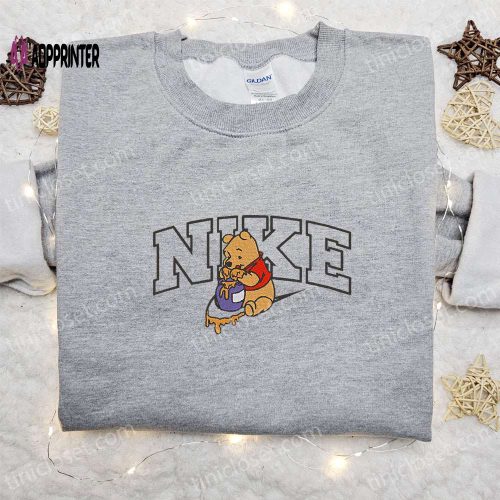 Winnie-the-Pooh x Nike Embroidered Sweatshirt: Custom Cartoon Shirt Perfect Gift Idea