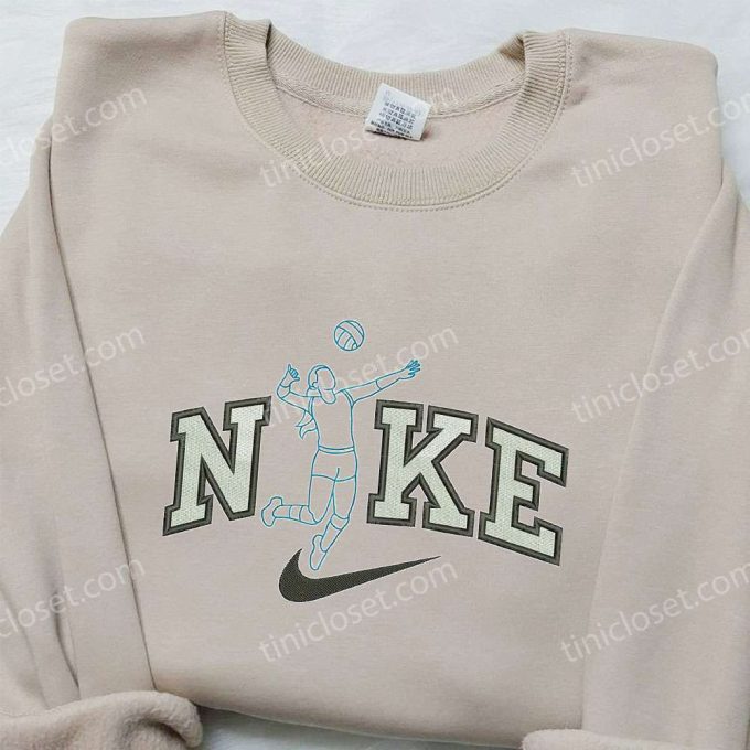 Nike Women s Volleyball Embroidered Hoodie & Shirt: Sporty Nike-Inspired Embroidered Apparel