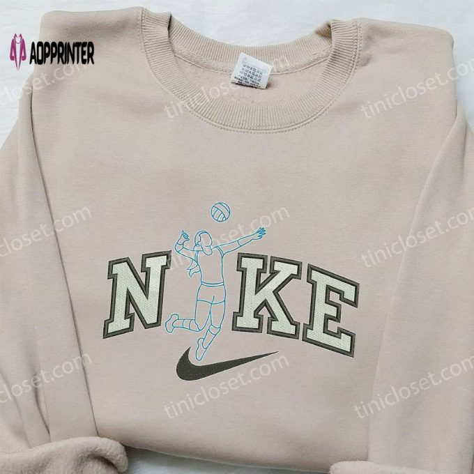 Nike Women s Volleyball Embroidered Hoodie & Shirt: Sporty Nike-Inspired Embroidered Apparel