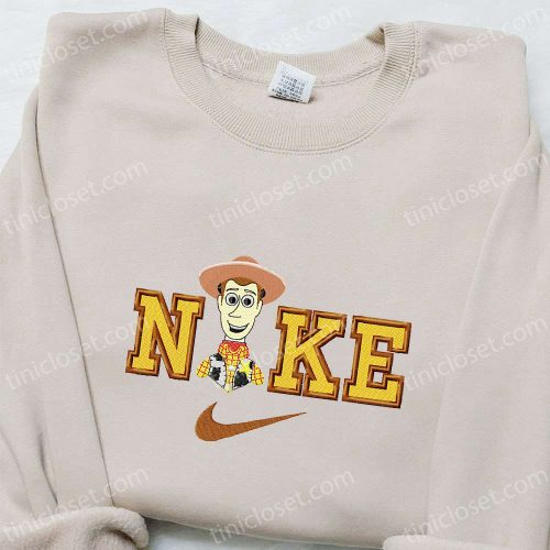 Stylish Woody x Nike Cartoon Embroidered Tshirt – Toy Story Inspired Shirt