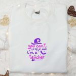 Teacher Witch Halloween Sweatshirt: Funny Embroidered Hoodie Perfect Halloween Gifts for Teachers