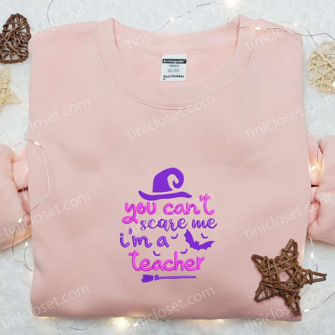 Teacher Witch Halloween Sweatshirt: Funny Embroidered Hoodie Perfect Halloween Gifts for Teachers