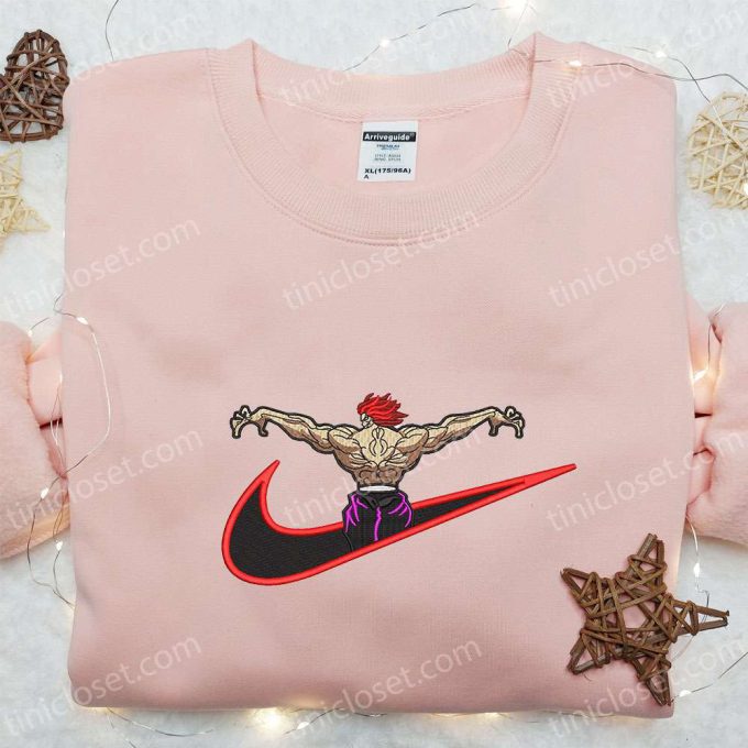 Yujiro Hanma x Nike Swoosh Anime Embroidered Shirt – Perfect Nike Inspired Gift for Family