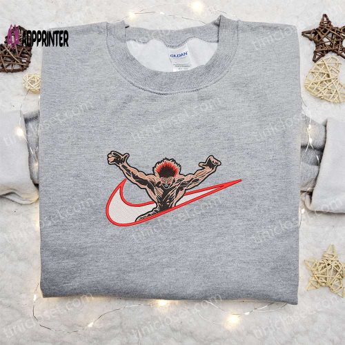 Yujiro Hanma x Nike Swoosh Anime Embroidered Tshirt – Best Nike Inspired Gift for Family