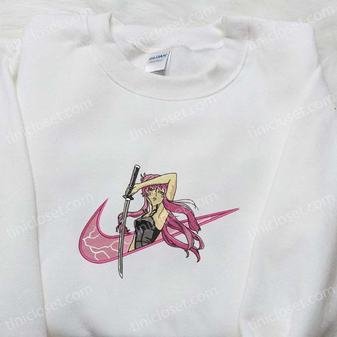 Yuno Gasai x Swoosh Anime Sweatshirt: Future Diary Embroidered Shirt Custom T-Shirt