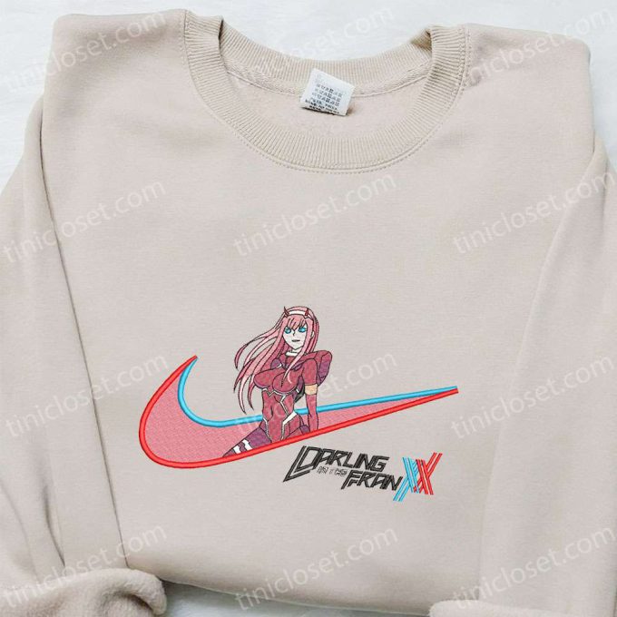 Zero Two x Swoosh Anime Sweatshirt: Nike Inspired Embroidered Shirt Custom T-shirt