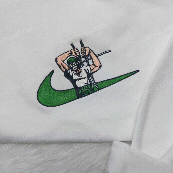 Zoro One Piece Nike Swoosh Shirt & Sweatshirt: Anime Embroidered Hoodie