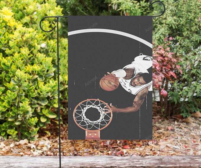 San Antonio Spurs Player Throwing Ball Double Sided Printing Garden Flag – House Flag Home Decor Gift – House Flag Home Decor Gift