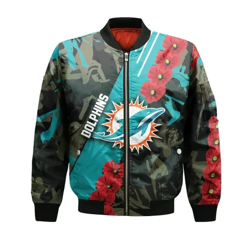 Miami Dolphins Bomber Jacket 3D Printed Camouflage Vintage