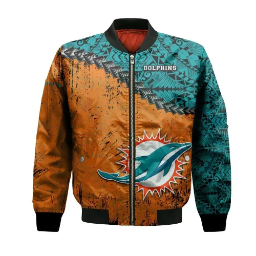 Miami Dolphins Bomber Jacket 3D Printed Abstract Pattern Sport