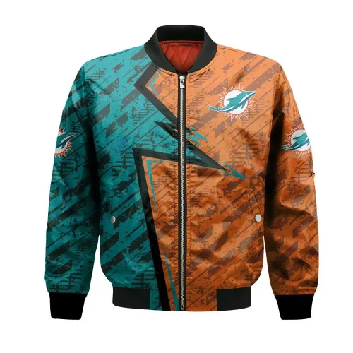 Miami Dolphins Bomber Jacket 3D Printed Custom Text And Number Curve Style Sport