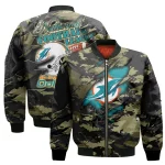 Miami Dolphins Black Camo Pattern National Football League Unisex Bomber Jacket